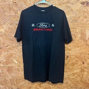 Vintage Ford Racing Embroidered Black T-Shirt for Men - Size L